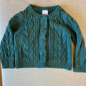 Hanna Andersson Green Cable Knit Cardigan